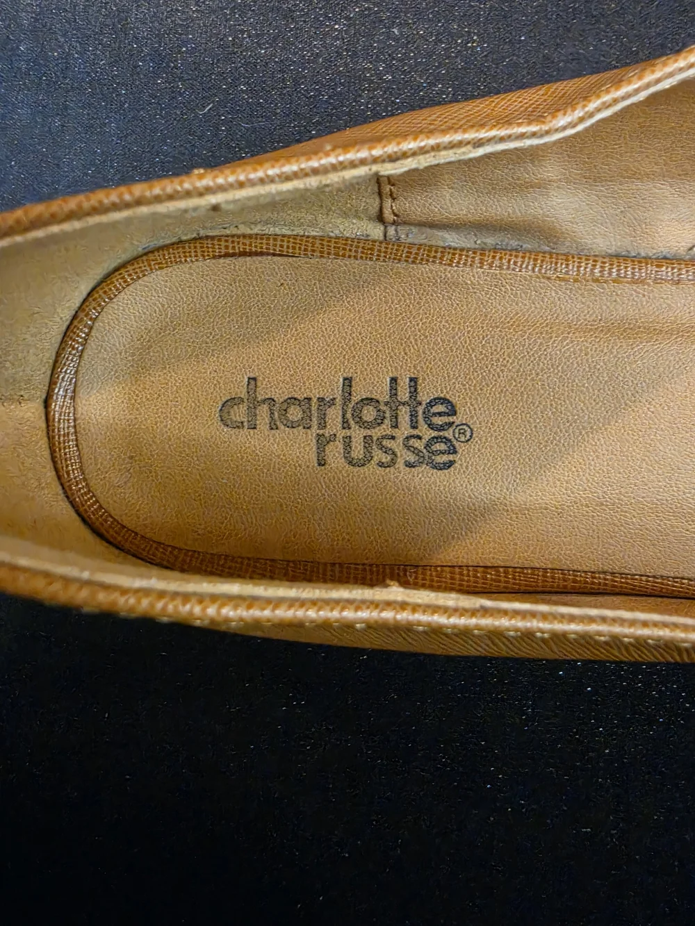 Charlotte Russe Women's Brown Ballet Flats Size 8 Tan Faux Leather Slip On